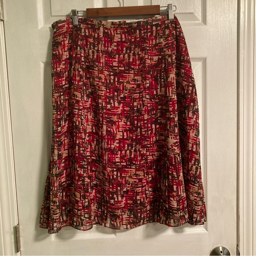 Dressbarn red and orange fall midi skirt women’s 18W